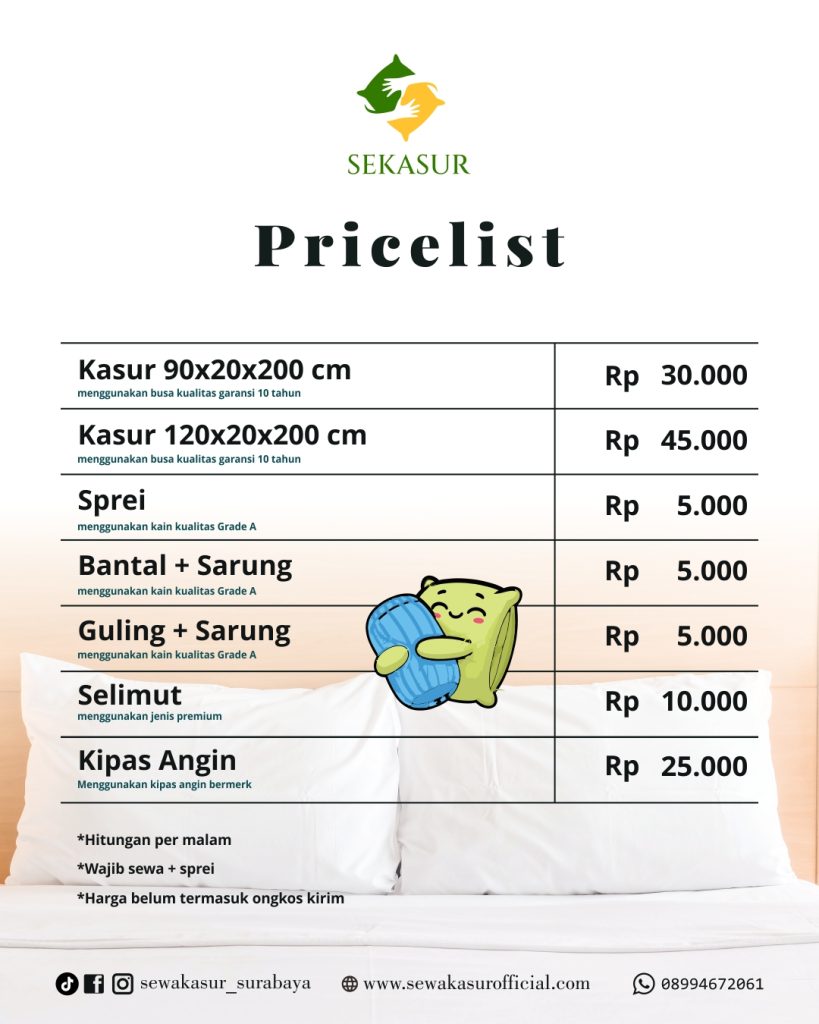 Unit kasur lantai busa berkualitas premium dari penyedia sewa kasur no 1 Jombang yang higienis, tebal, dan wangi dari SEKASUR.