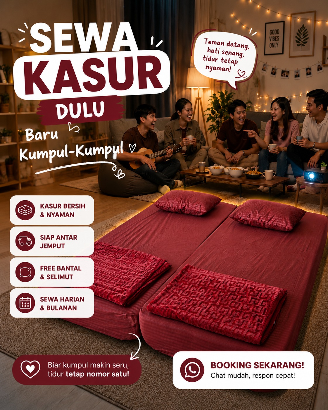 Rental kasur Bondowoso untuk tamu dan acara keluarga